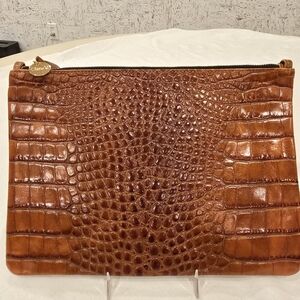 Clare V flat clutch with tabs in Cuoio Autumn Croco (Authentic)